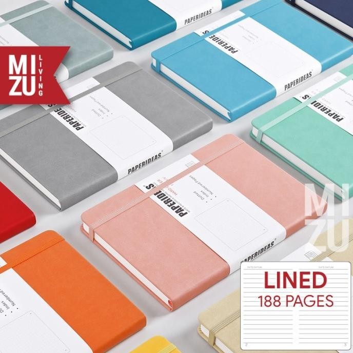 

PAPERIDEAS A5 LINED HardCover NOTEBOOK 100GSM BUJO Fountain Pen Paper
