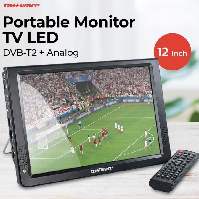 Portable TV Digital Monitor TV 12 Inch DVB-T2 Hitam D12 Taffware .