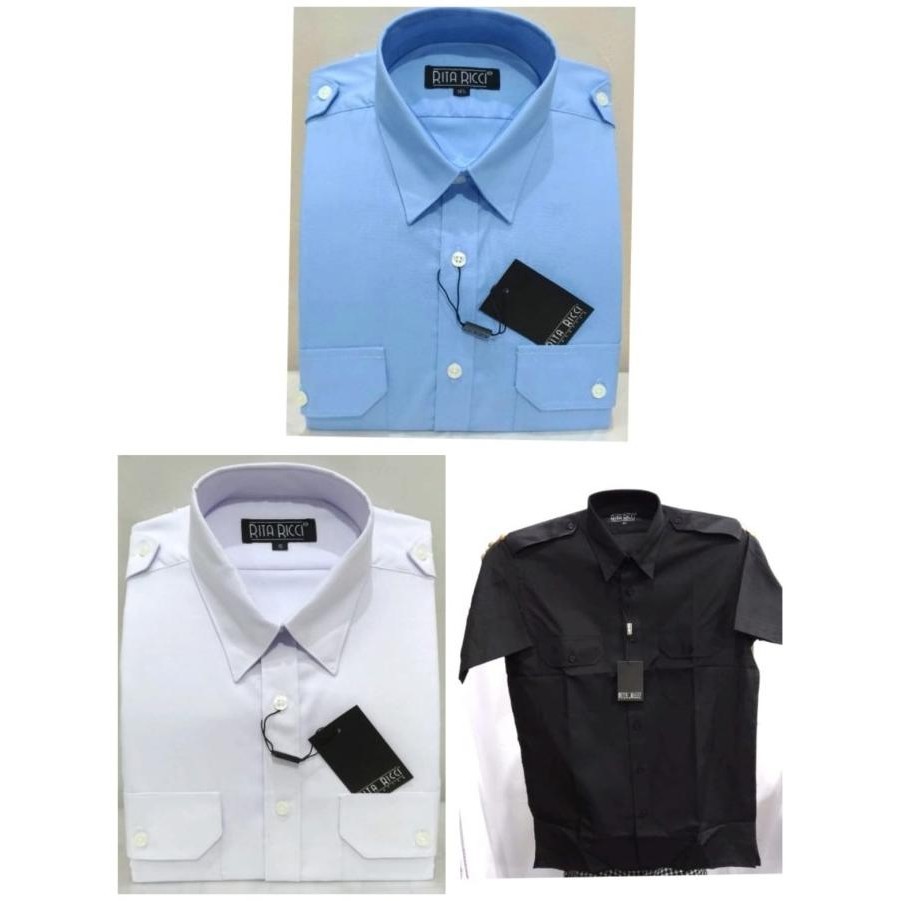 Rita Ricci Seragam Pilot Biru Muda Lengan Pendek Reguler Fit