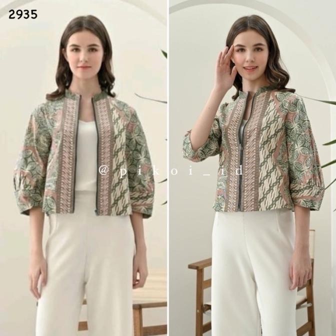 Atasan Batik Wanita Modern / Seragam Batik Wanita / Baju Batik Hijau