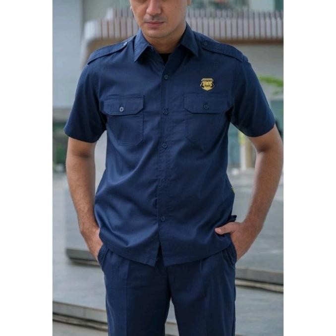 Baju Seragam Setelan Pdl Satpam / Security Hitam Kotak