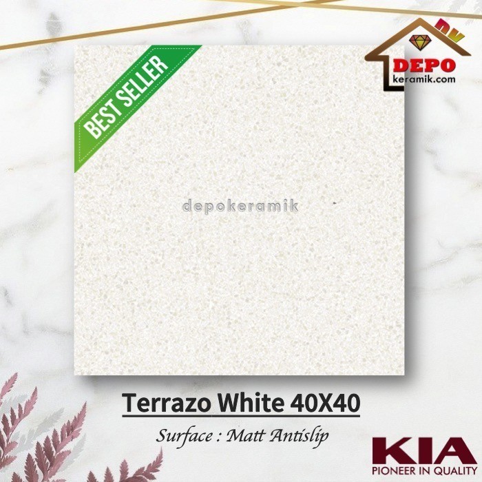 Terbaru Kia Terrazo White 40X40 Kw1 Keramik Kasar Antislip Promo Terlaris