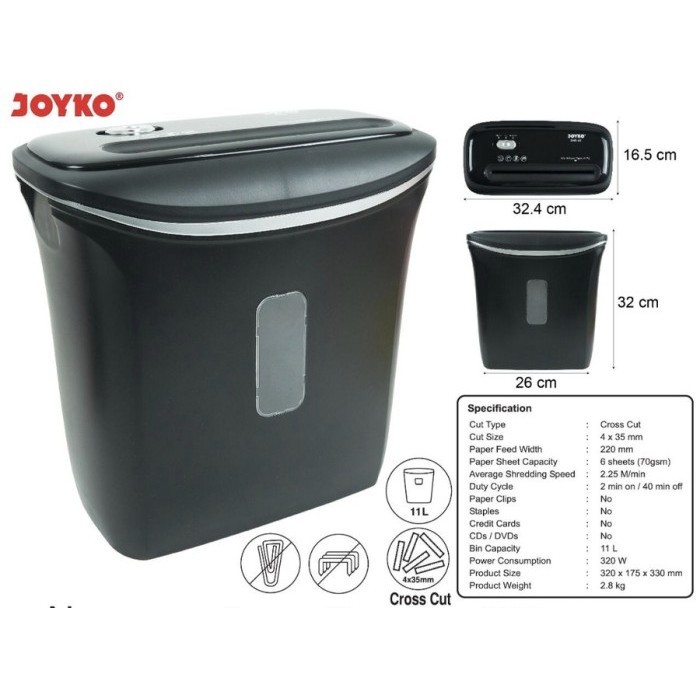 

Mesin Penghancur Kertas Otomatis 11 Liter JOYKO SHD-02 Paper Shredder
