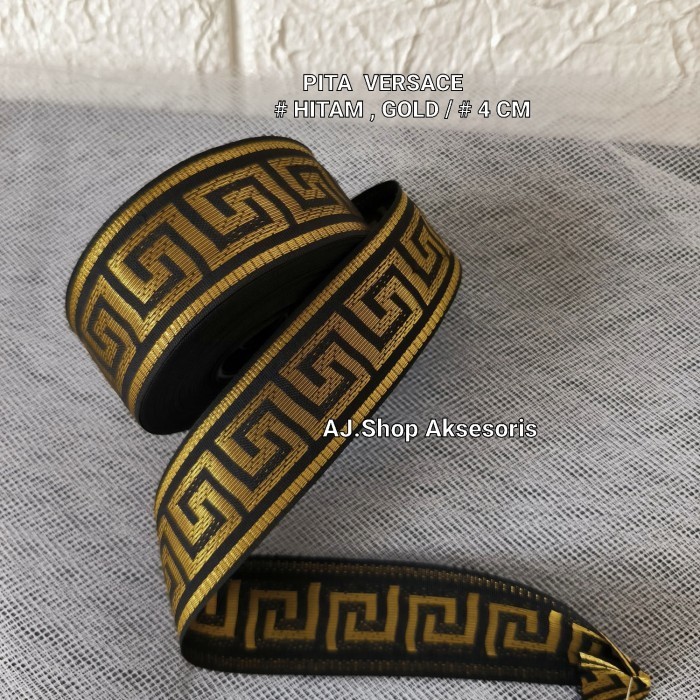

Pita gamis bordir emas, perak /pita versace 2 cm