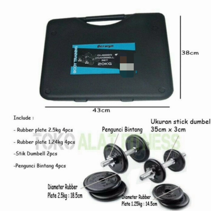 Berwyn Dumbell Set Rubber 20 Kg