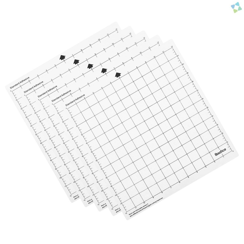 

Bisofice Replacement Cutting Mat Transparent Adhesive Cricut Mat with Measuring Grid 12 by 12-Inch for Silhouette Cameo Cricut Explore Plotter Machine 5PCS