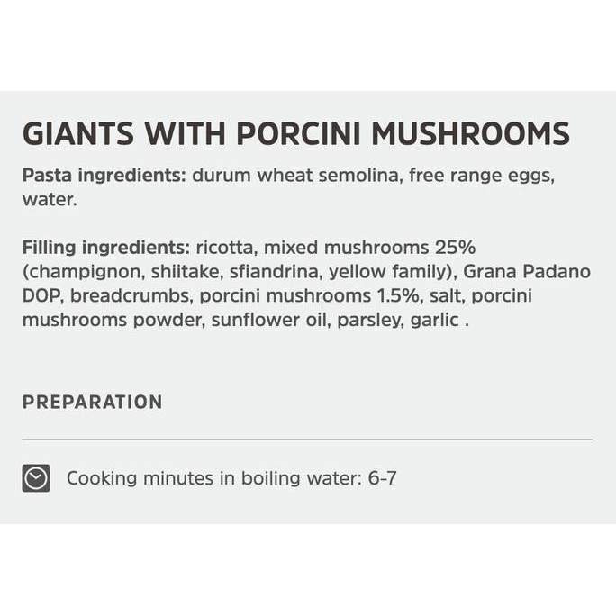 

Frozen - Surgital - Giganti Pasta With Porcini Mushrooms 500Gr