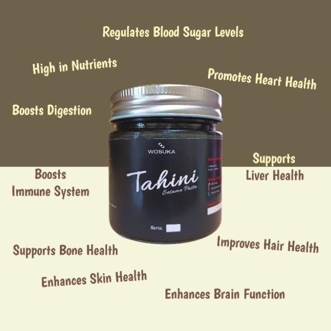 

Wosuka Organic Black Sesame Tahini Paste Pasta Selai Oles Olesan Wijen