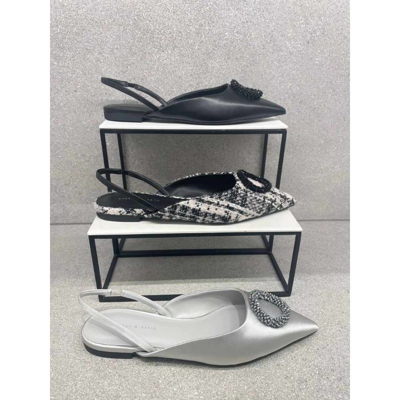 #1-70900470 Circle Flat - Jast[p] CK ORIGINAL COUNTER RECYCLED POLYESTER BEADED SLINGBACK TWEED FLAT