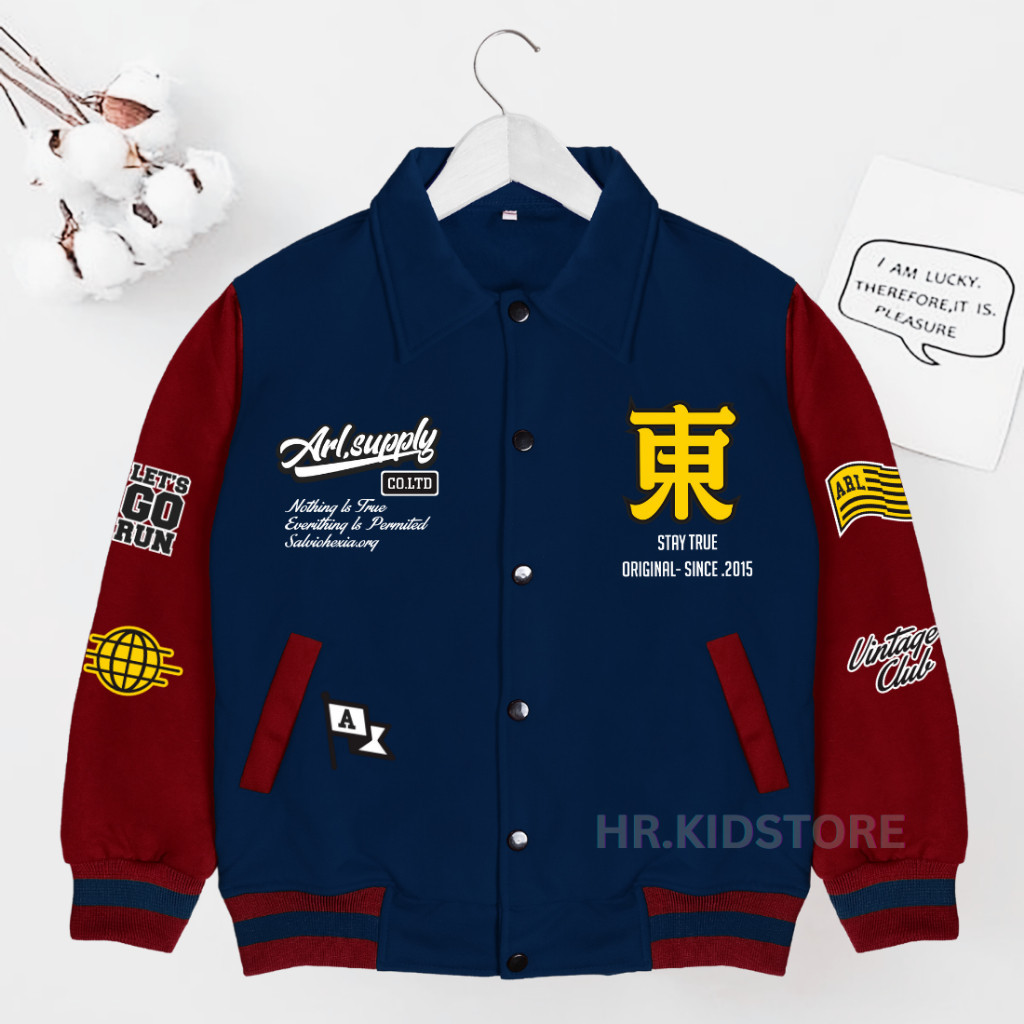 Promo Mega Sale 5.5 // Jaket varsity baseball anak laki laki perempuan umur 2-12 tahun/ jaket anak