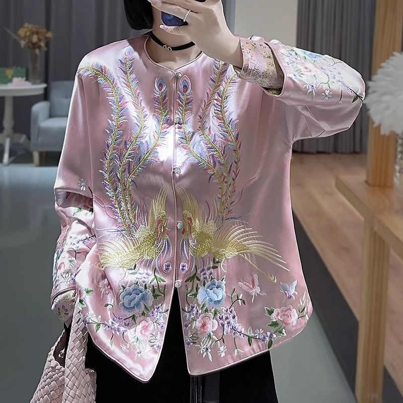 Setelan Jaket Bordir Gaya China Baru Pakaian Wanita Tang Cina