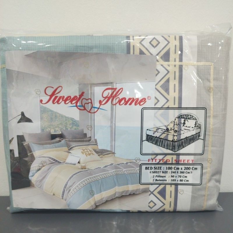 sprei Karet Bahan Exclusive 180x200x30 Motif minimalist hijau muda cream abu-abu putih
