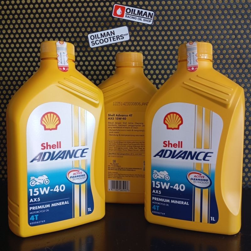 OLI MESIN SHELL ADVANCE AX5  1L OLI SHELL ADVANCE AX5 15W-40 OLI SHELL ORIGINAL SHELL AX5 1 LITER