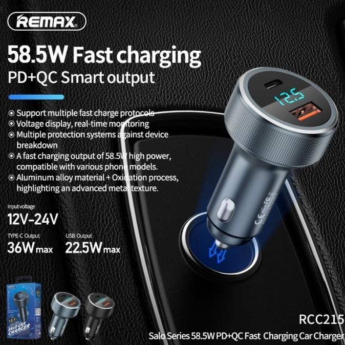 REMAX Charger Mobil 58.5W PDHQC Fast Charging Car Charger RCC-215 Salo