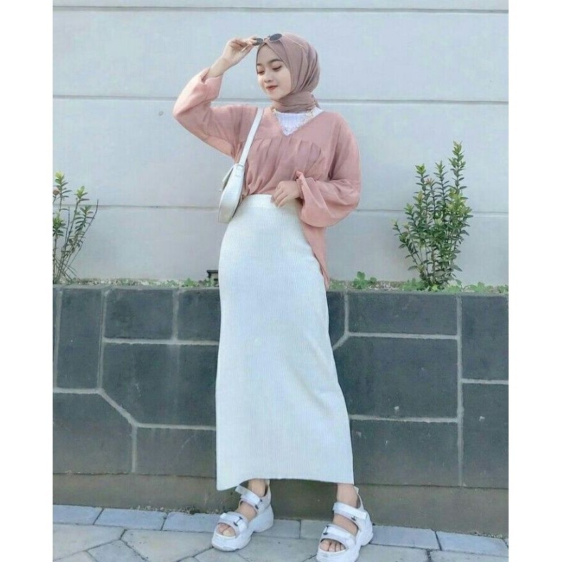 Promo Mega Sale 5.5 // Rok Span Knit HORNET OOTD Korean style Remaja Rok Span Rajut terbaru Bahan