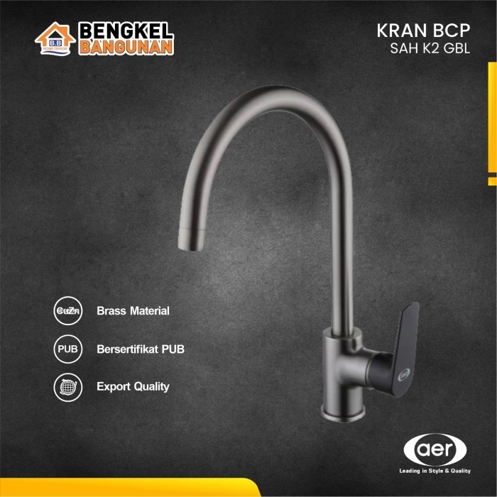 AER Kran Sink Panas Dingin Keran Dapur Gunmetal Black SAH K2 GBL