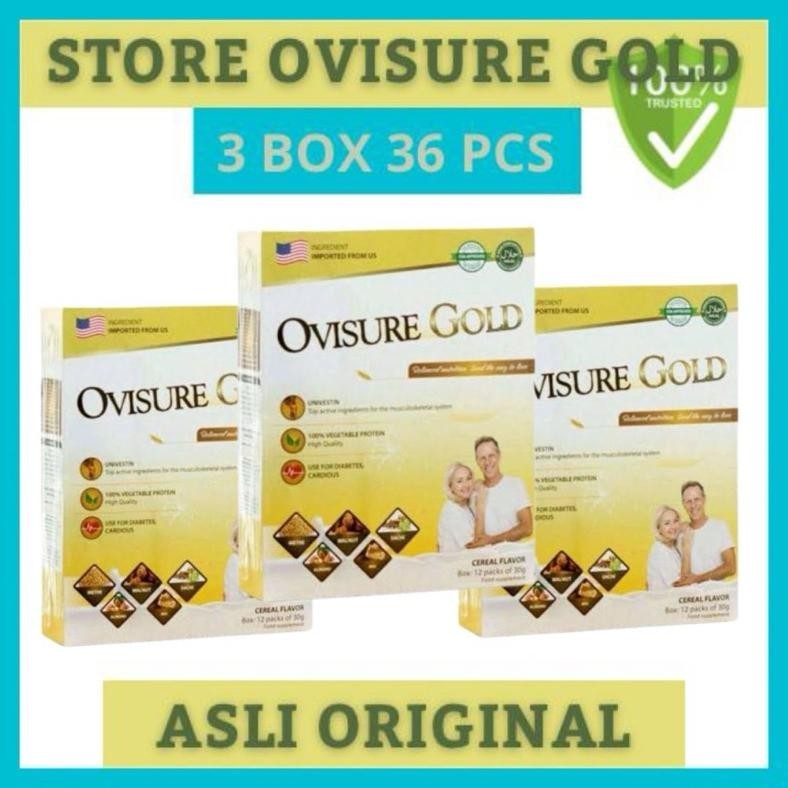 

PRODUK TERBARU 3 BOX OVISURE GOLD SUSU OBAT VITAMIN TULANG DAN SENDI SYARAF KEJEPIT KERAM ORINAL AS 100% ORINAL