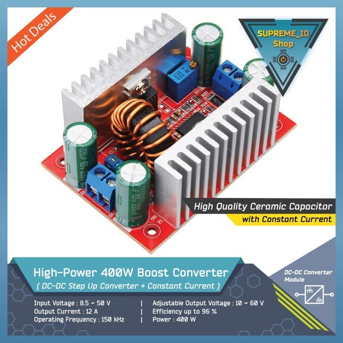 400W High Power DC-DC Step Up Boost Converter 12A