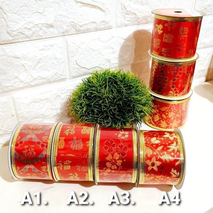 

OLH - Pita Imlek Merah 5 cm Pita Kawat Fu Fuk Hoki Warna Merah Parcel Imlek TERLARIS