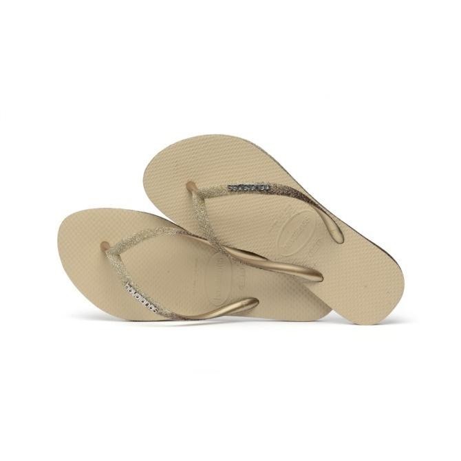 Havaianas Woman Slim Sparkle Me 154 Sand - Sandal Jepit Wanita (Krem) Olilavawa