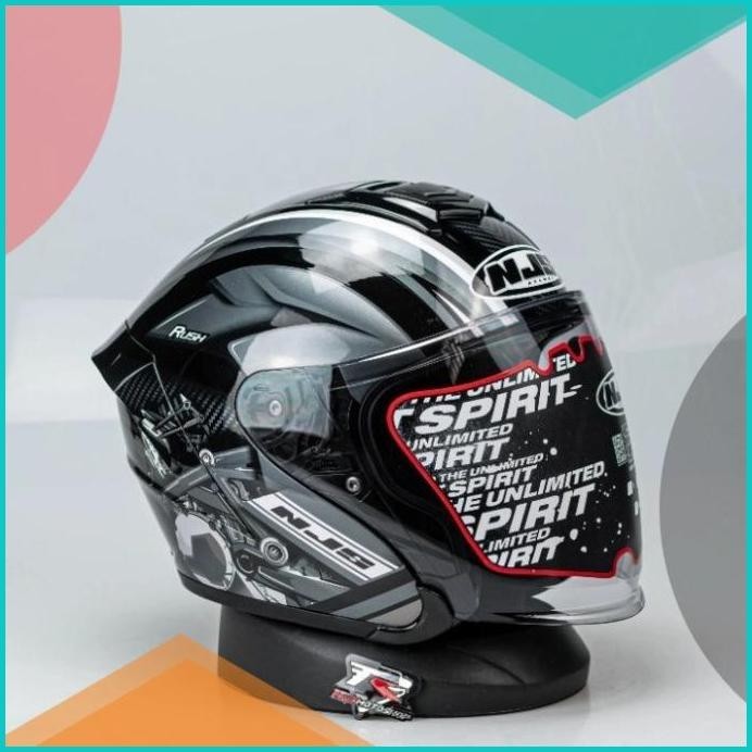 NJS KAIROZ DV RUSH BLACK SILVER GLOSS HELM HALFFACE SNI 13m4yZ4 perkak