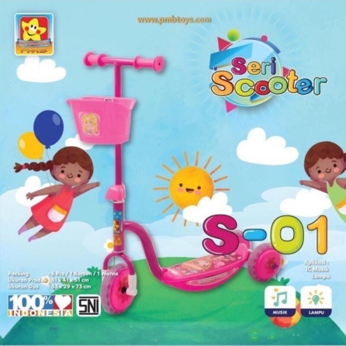 SCOOTER ANAK RODA 3 SCOOTER MUSIK+LAMPU SCOOTER S-01 ORIGINAL BEST QUALITY