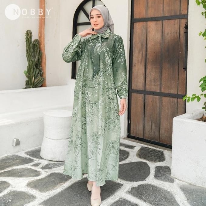 Nobby - Alina Dress Gamis Terbaru Gamis Wanita Warna Gradasi Premium