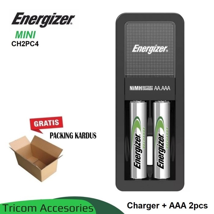 Charger Baterai Energizer Mini + Baterai Aaa 2Pcs