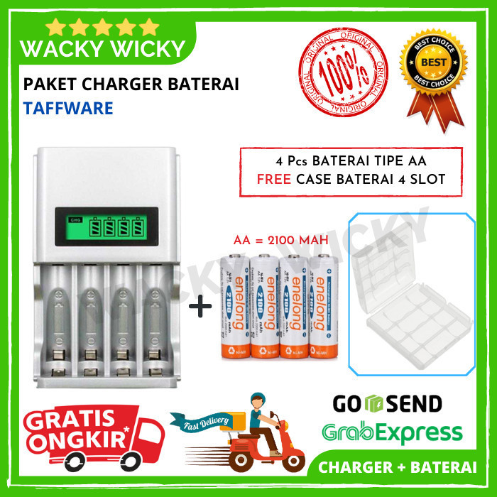 Batre Baterai Charger Casan Taffware Bonus Baterai Aa / Aaa + Casing