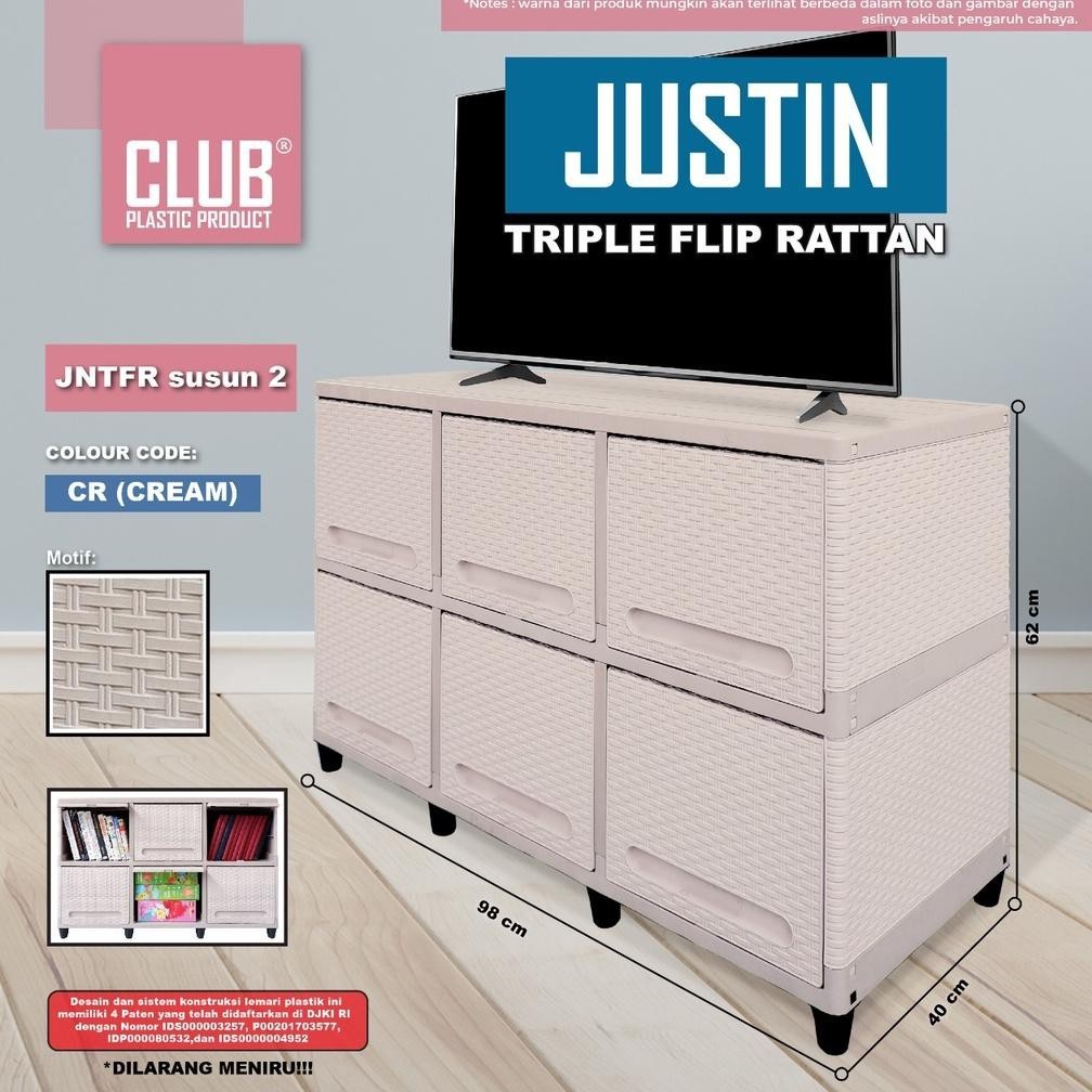 DFG CLUB Lemari Pakaian Baju Plastik Triple Club Flip 2 Susun 6 Pintu LEMARI PAKAIAN RAK TV MEJA TV 