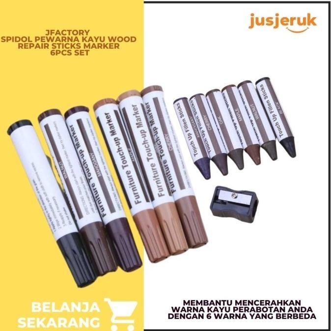 

Jfactory Spidol Pewarna Kayu Wood Repair Sticks Marker 6Pcs Set