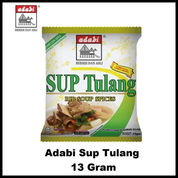 

GRATIS ONGKIR BUMBU SUP TULANG ADABI 13GR ADABI BUMBU SUP TULANG RIB SOUP SPICE 24PC !!