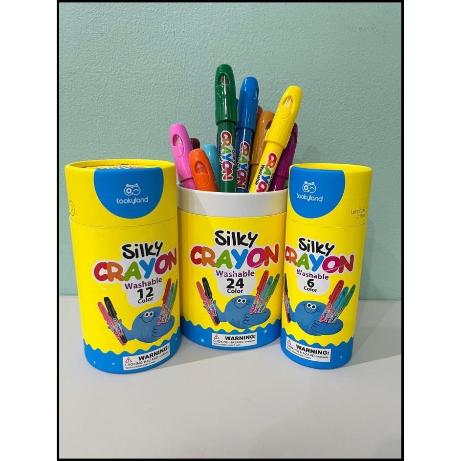 

GRATIS ONGKIR TOOKYLAND SILKY WASHABLE CRAYON 12 COLORS (TUBE) NEW DESIGN WITH TUBE !!!!