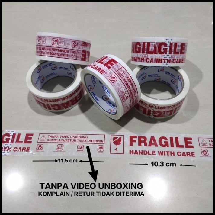

TERMURAH STAR TAPE LAKBAN FRAGILE PUTIH 45MMX50M LAKBAN UNBOXING SELOTIP 1PCS !!!!!!!