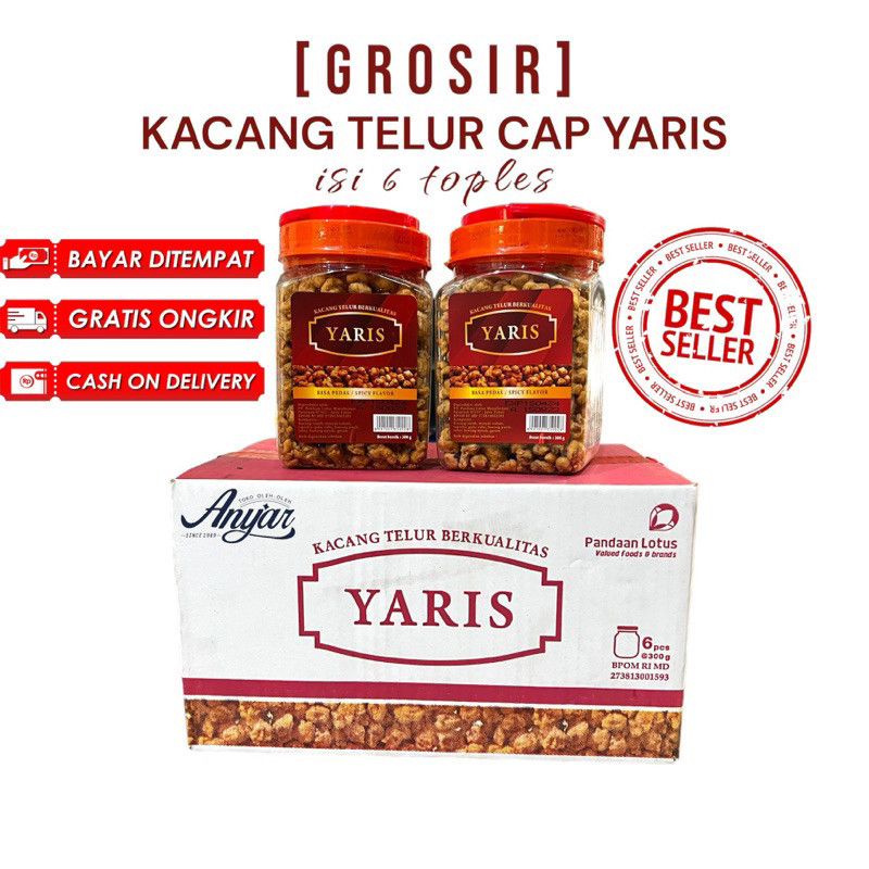 

[ D U S ] Kacang Telur Bawang Ori/Pedas cap Yaris (ISI 6 Toples)