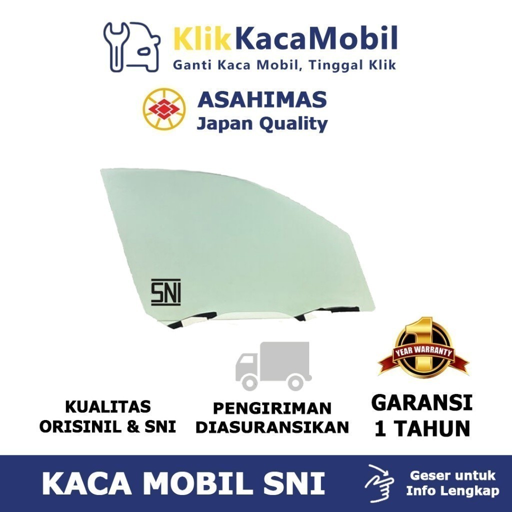 Kaca Pintu Belakang Kiri Kaca Mobil Hyundai H1 08- / Mover/ Starex (No Frame) - Asahimas Bergaransi