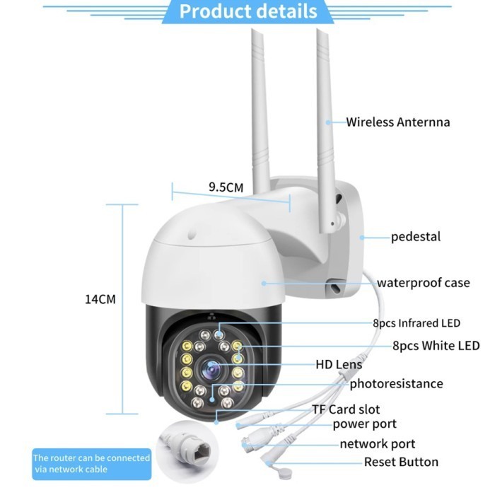 Yoosee Outdoor Wireless 5MP 1080P HD PTZ Speed Dome - IP Camera CCTV Berkualitas Tinggi