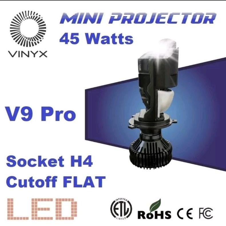 Barangmurahco Lampu Led Vinyx V9 Pro 45W Projie H4 Mini Projector Lens Lensa Motor Mobil Satuan Mura