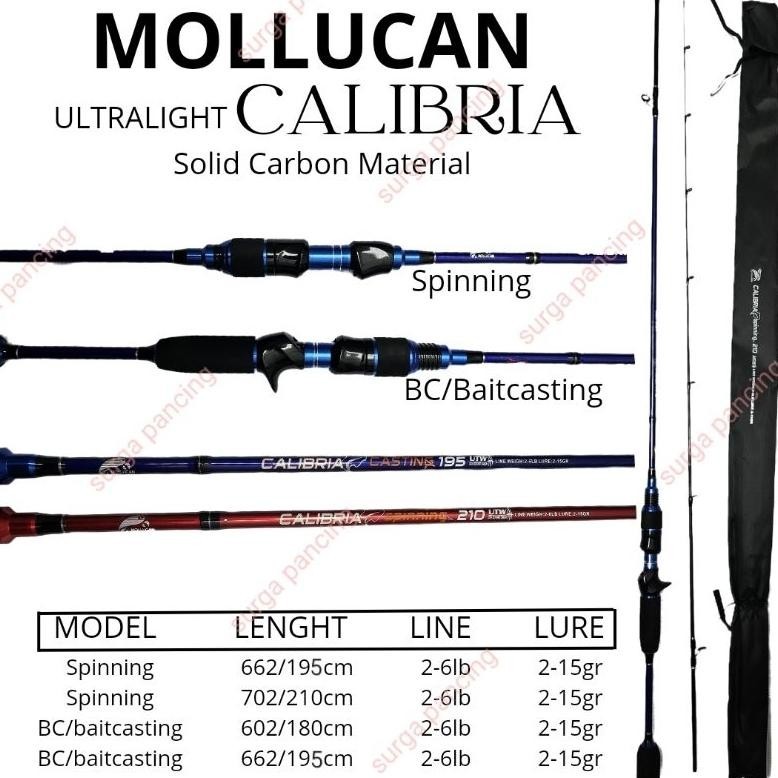 gh-45 joran ultralight mollucan CALIBRIA solid carbon 2-6lb spinning / bc Sale