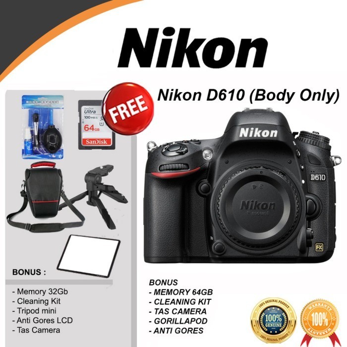 Nikon D610 Body Only - Kamera Nikon Dslr Full Frame Bo