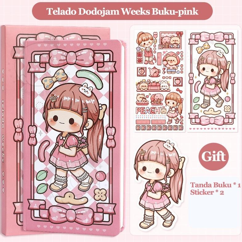 

d-54 Notebook weeks cute portable Buku catatan motif korea karakter kartun lucu Agenda diary untuk pelajar sekolah kantor Buku tulis harian Original