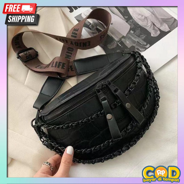 Slinbag Cwek Perempuan Tas Pinggang Wanita Kekinian Waistbaf Cwek Import Ts Dada Fashion Korean Styl