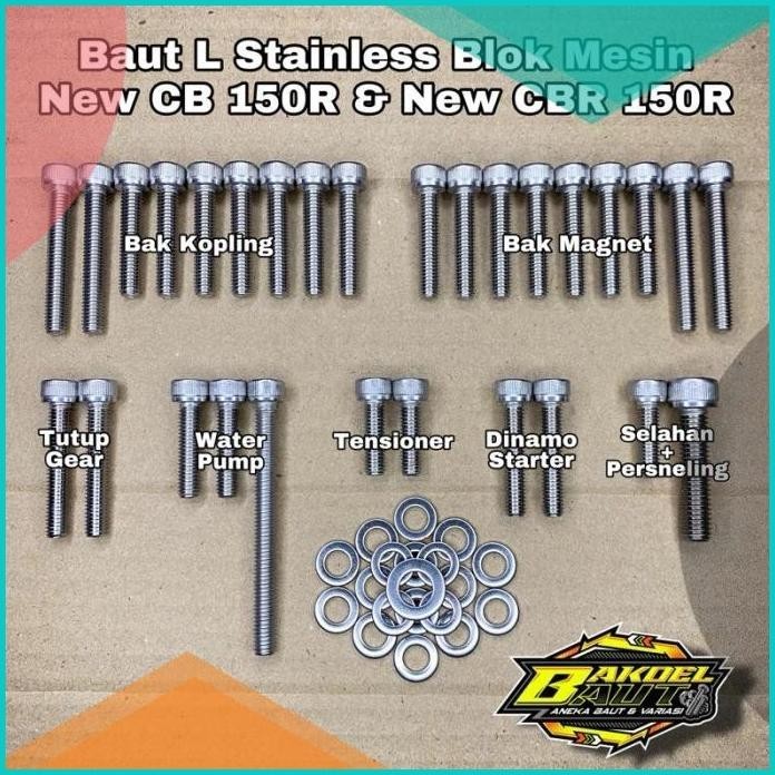 Baut L Blok mesin CB 150R & NEW CBR 150R FULLSET 13m4yZ4 suku cadang