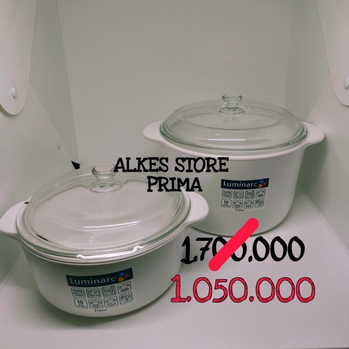 Panci Kaca Luminarc Vitro Vitroline Set 1,5 L+ 3 L With Lid Transparan