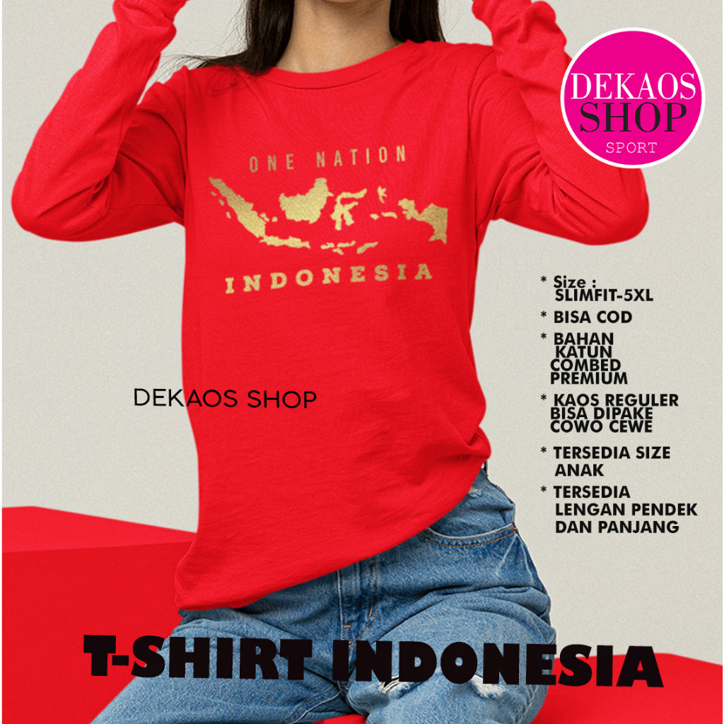 WPq Kaos Indonesia 17 Agustus 2023 Dewasa / Baju Merah Putih Agustusan / Kaos Indonesia Lengan