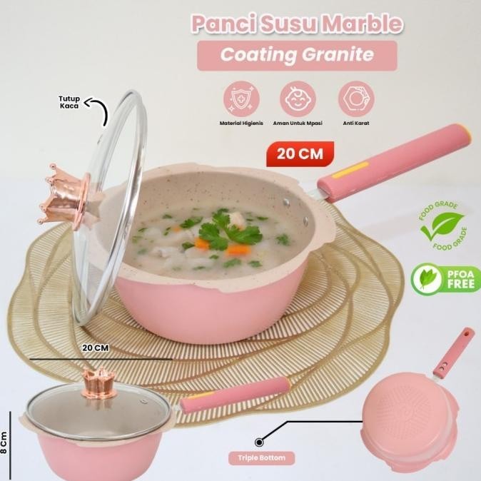 Original Panci Mpasi Set Bayi 4Pc Bonus Kukusan Coating Granit Keramik SS