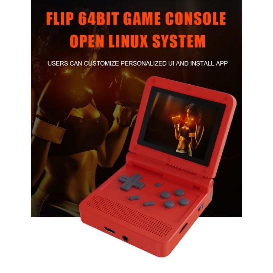 Powkiddy V90 - Retro Flip Handheld Console 64Gb - Game Nostalgia Jadul
