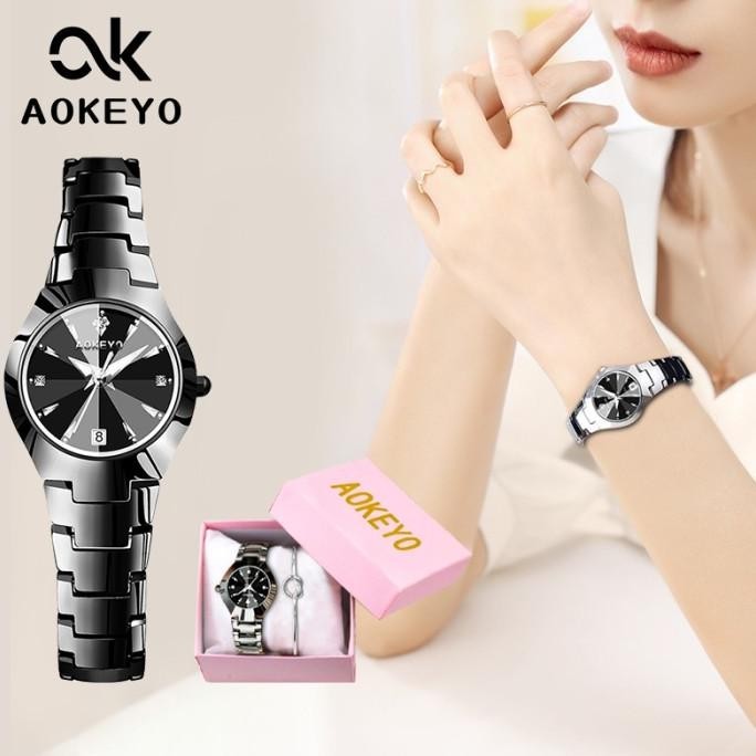AOKEYO Jam Tangan Wanita Original Berlian Anti Air Analog Bisnis