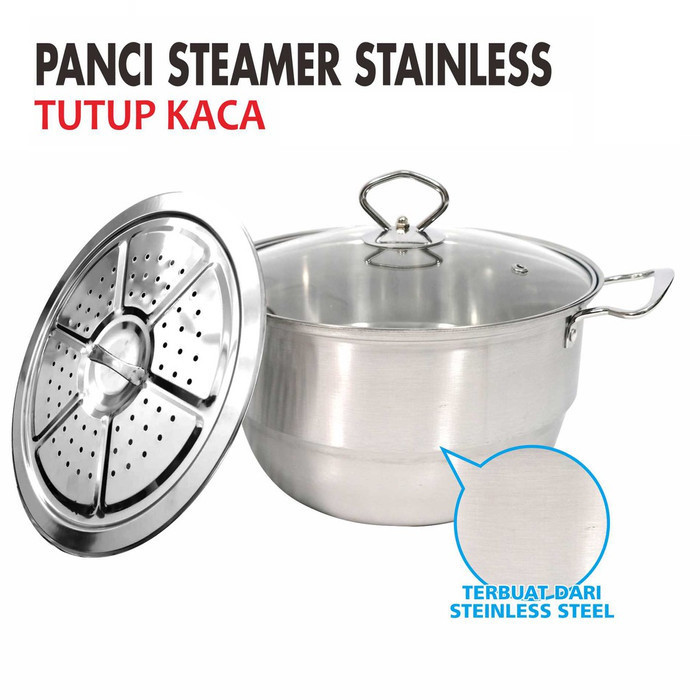 Calypso Panci Steamer Stainless Tutup Kaca 28 Cm