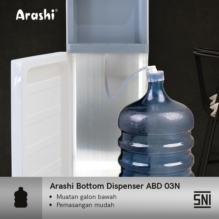 Dispenser Arashi Galon Bawah Abd03N Putih White Via Kurir Non Gojk Grb